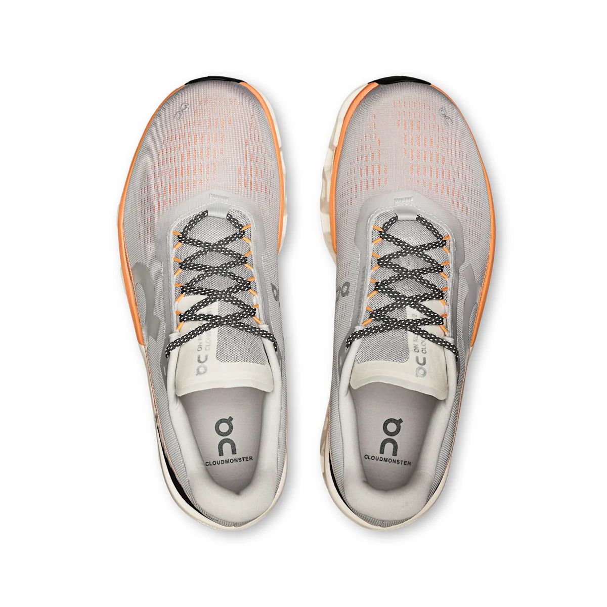 On Cloudmonster 2 - Glacier / Tangerine Nylon-blend Speedboard® for momentum & powerful take-offs
