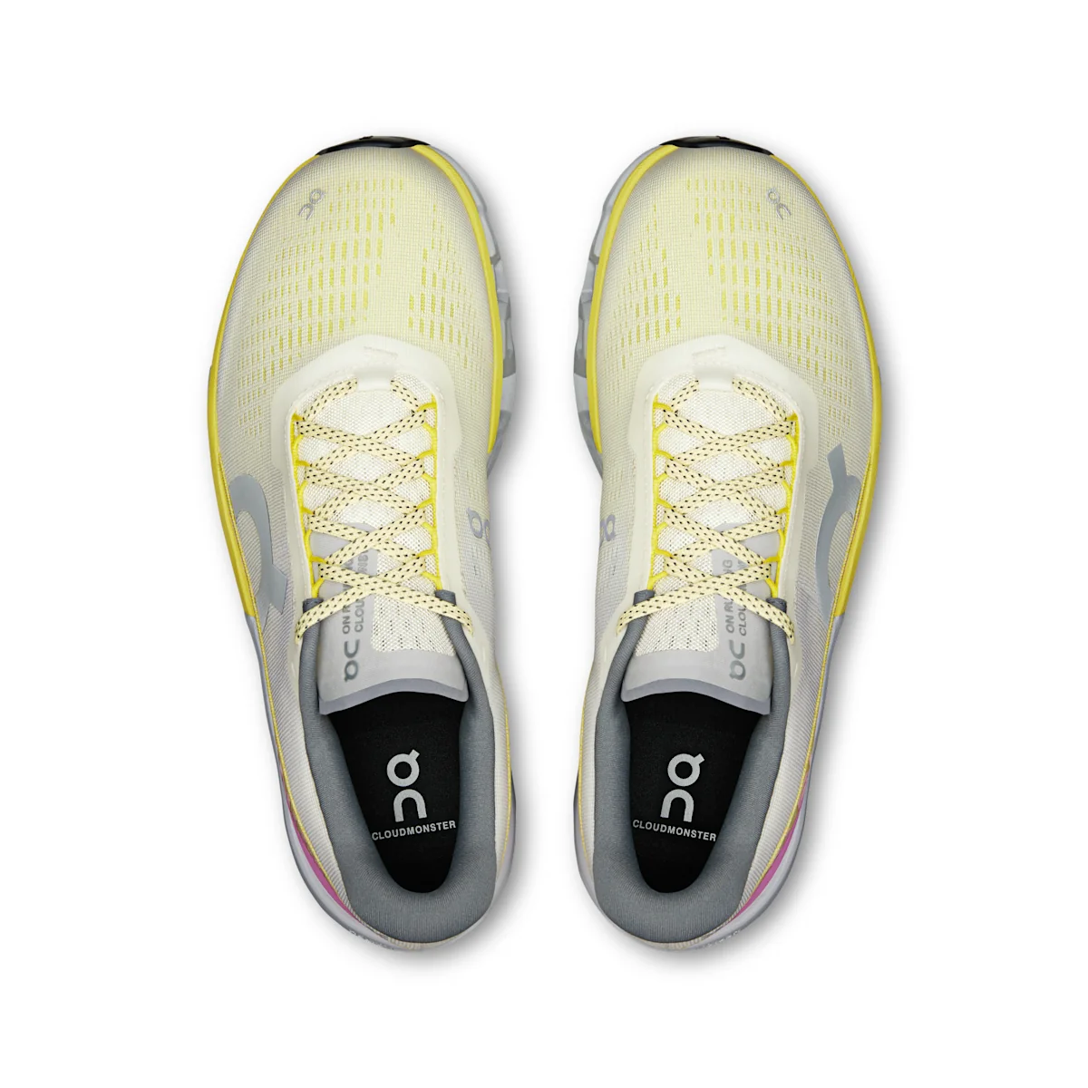 On Cloudmonster 2 - Ivory / Lime Nylon-blend Speedboard® for momentum & powerful take-offs